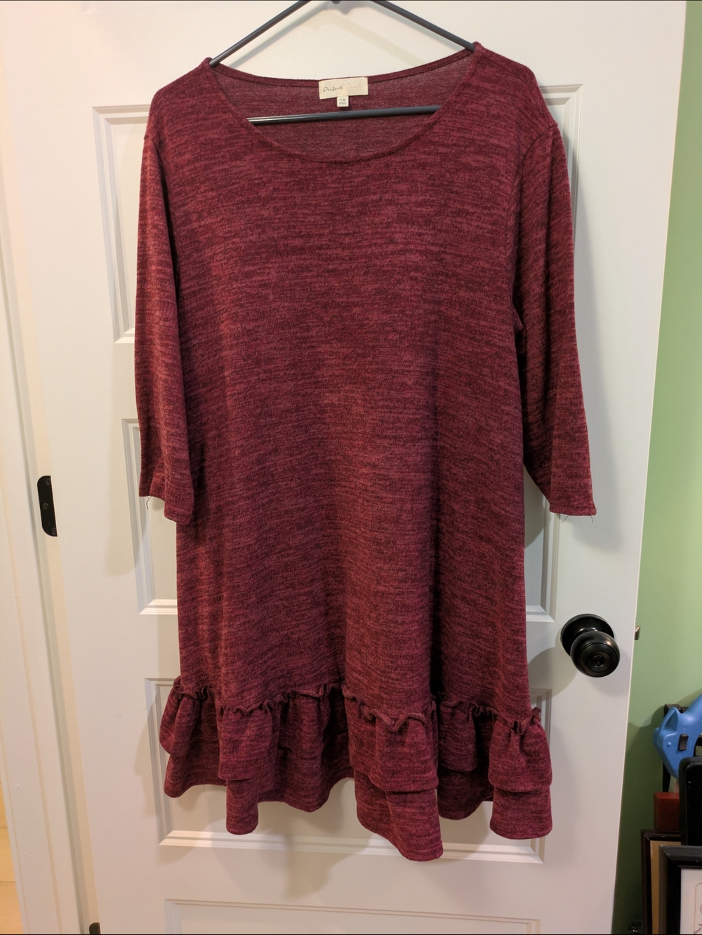 Perfect Peach Marled Scoop Neck Tunic - Wine